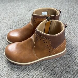 Stride Rite Youth Girls 13 360 Sveta Ankle Boot Side Zip Brown Leather Metallic